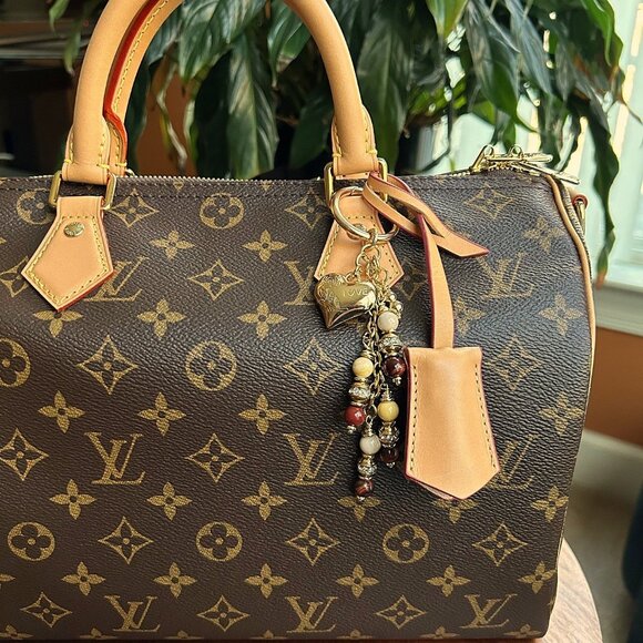 Beaded Bag Charm with Cz Gold Tone - Picture 1 of 9